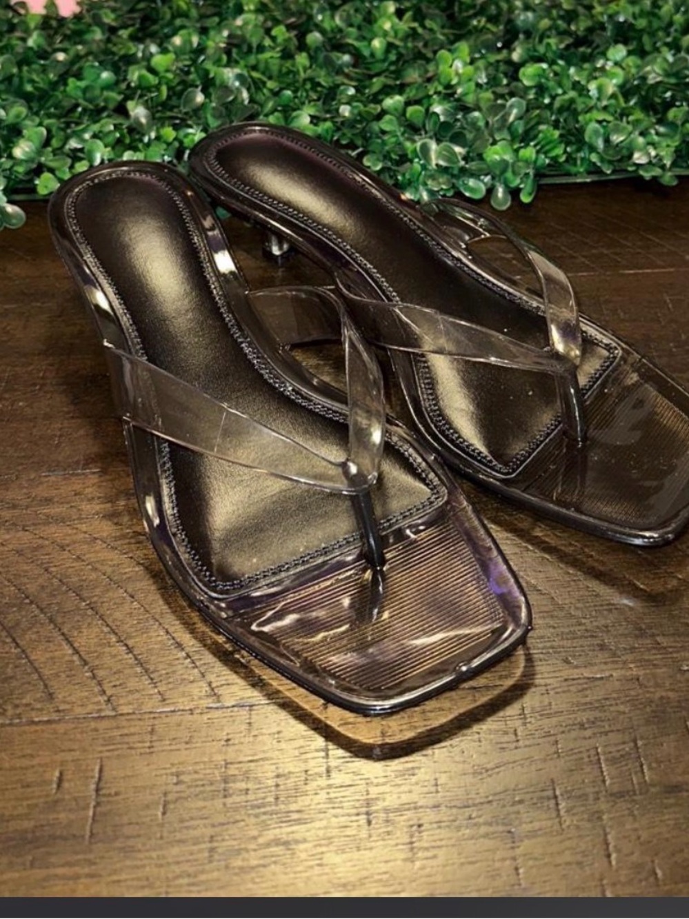 Jellycat Clear Black Square-Toe Women’s Heels